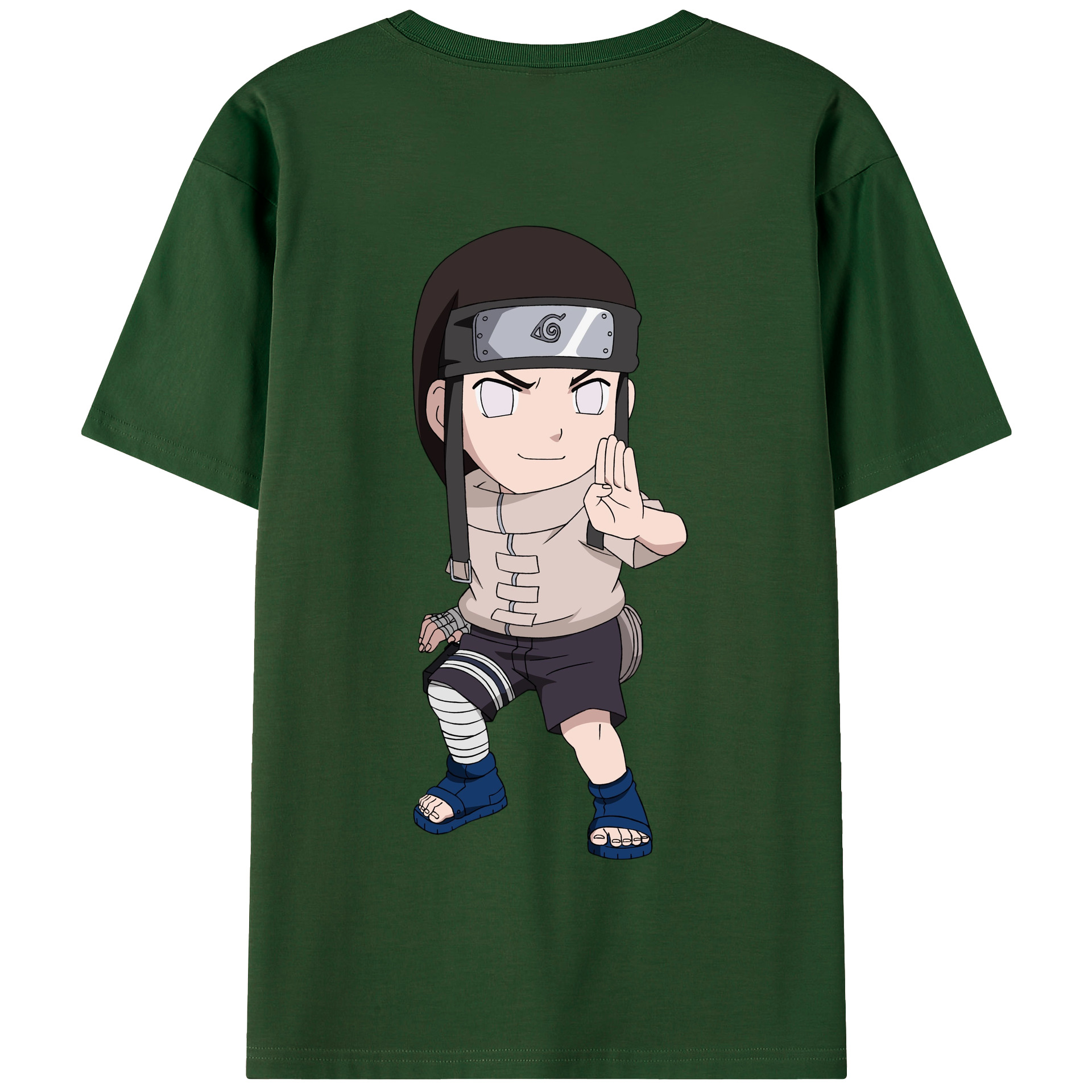 （画像用） NARUTO -ナルト- 日向ネジ Hyūga Neji 綿100％半袖Tシャツ（背面プリント）